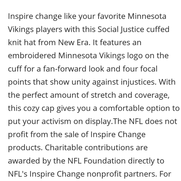 NWT Men's Minnesota Vikings New Era Team Social Justice Cuffed Beanie - Picture 7 of 8